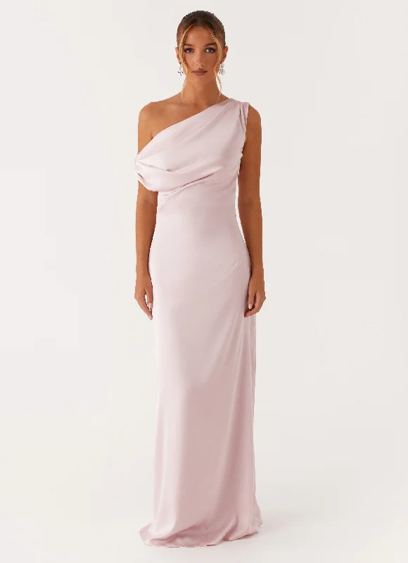 Elegant and comfortable women’s fashion wear   Heart Of Glass Satin Maxi Dress - Pink