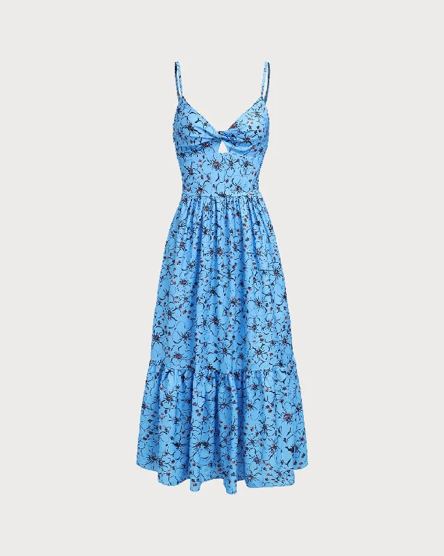 Dress to impress with elegant women’s wear   Blue Floral Shirred Slip Maxi Dress