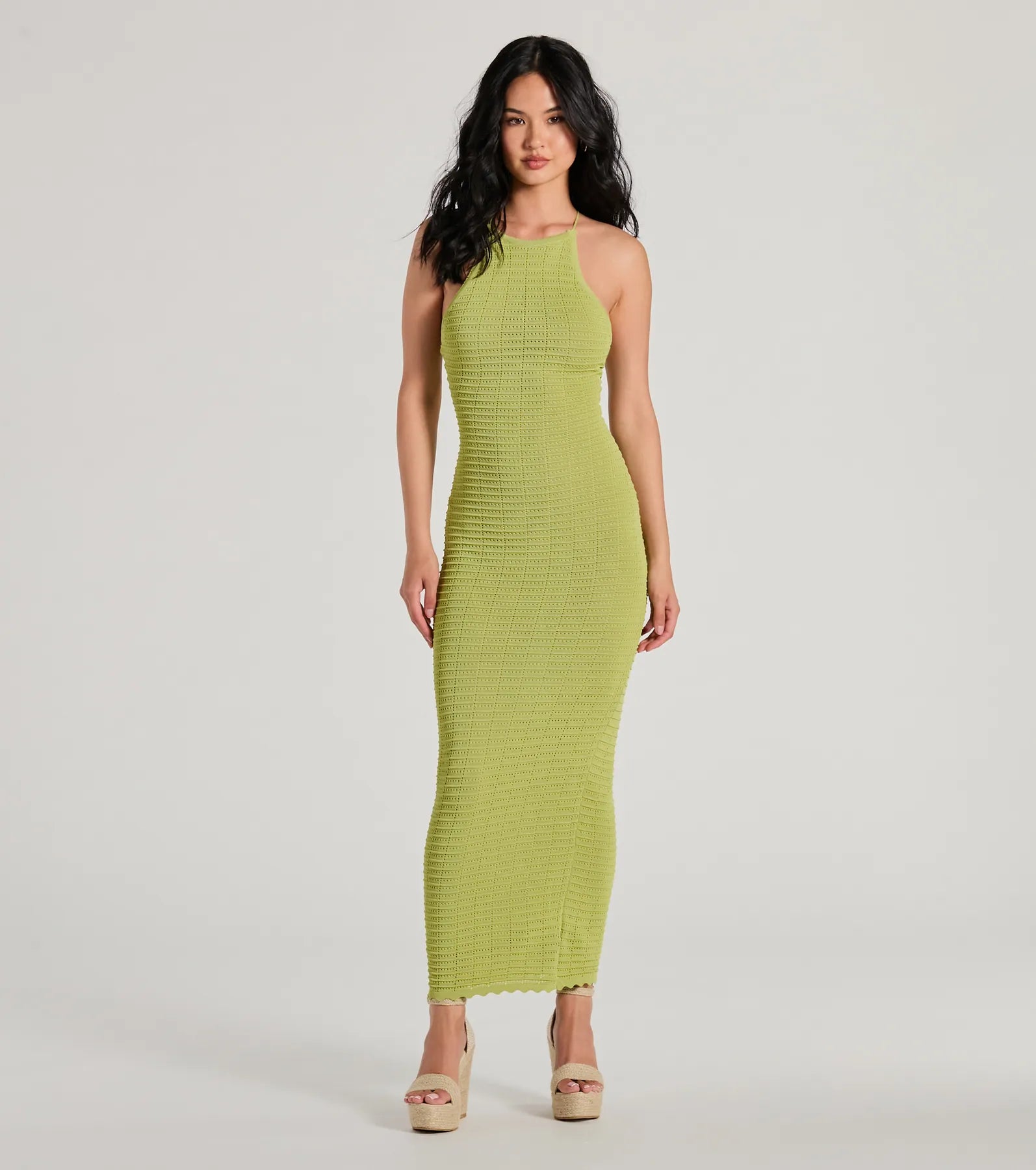Look and feel your best in our women’s wear   Feeling Myself High Neck Lace-Up Knit Maxi Dress