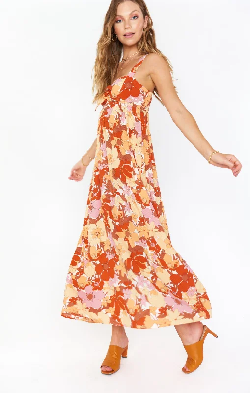 Penelope Midi Dress ~ Party Poppy Blooms