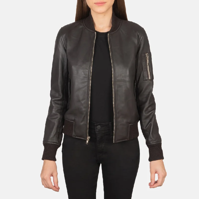 Women’s fashion that reflects your personality   Ava Ma-1 Brown Leather Bomber Jacket