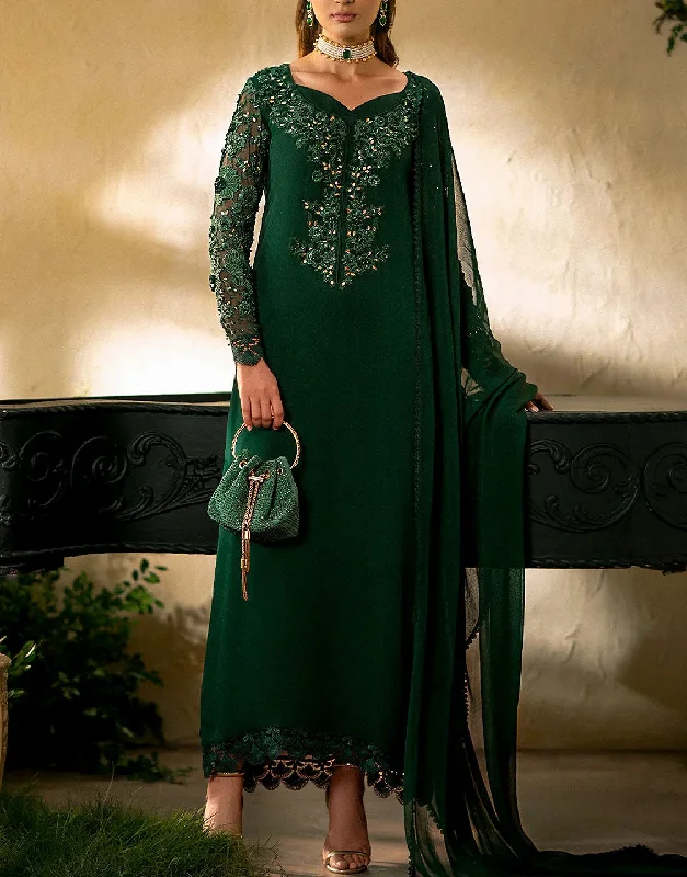 Elegant Embroidered Chiffon Party Wear Dress 2024 with Silk Trouser (DZ17547)