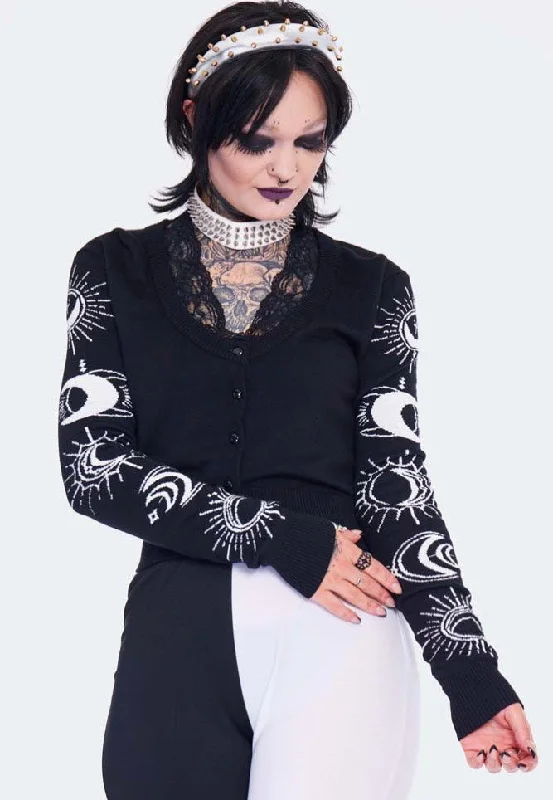 Jawbreaker - Moon Embroidered Lace Trim Black - Cardigan