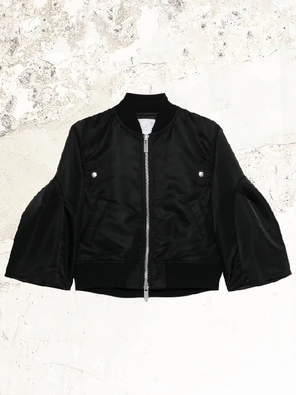 sacai puff-sleeve  cropped bomber jacket