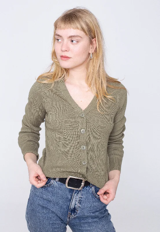 Urban Classics - Ladies Short Rib Knit Khaki - Cardigan