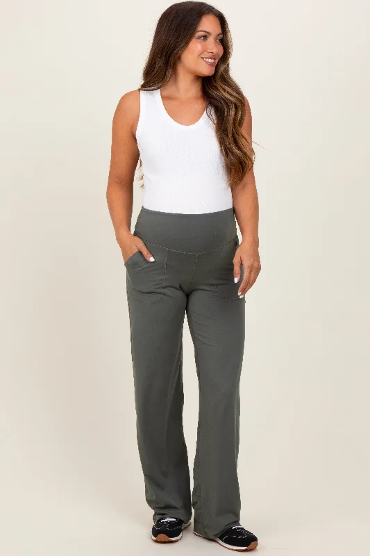 Versatile fashion for every type of woman   Olive Straight Leg Yoga Maternity Pants