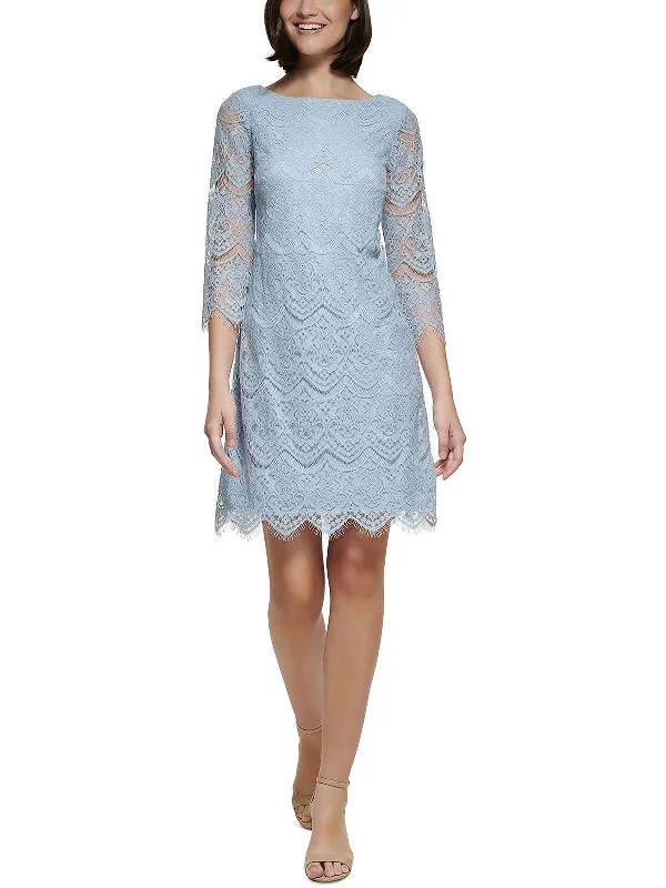 Confidence-boosting clothing for women   Womens Lace Overlay Above Knee Shift Dress