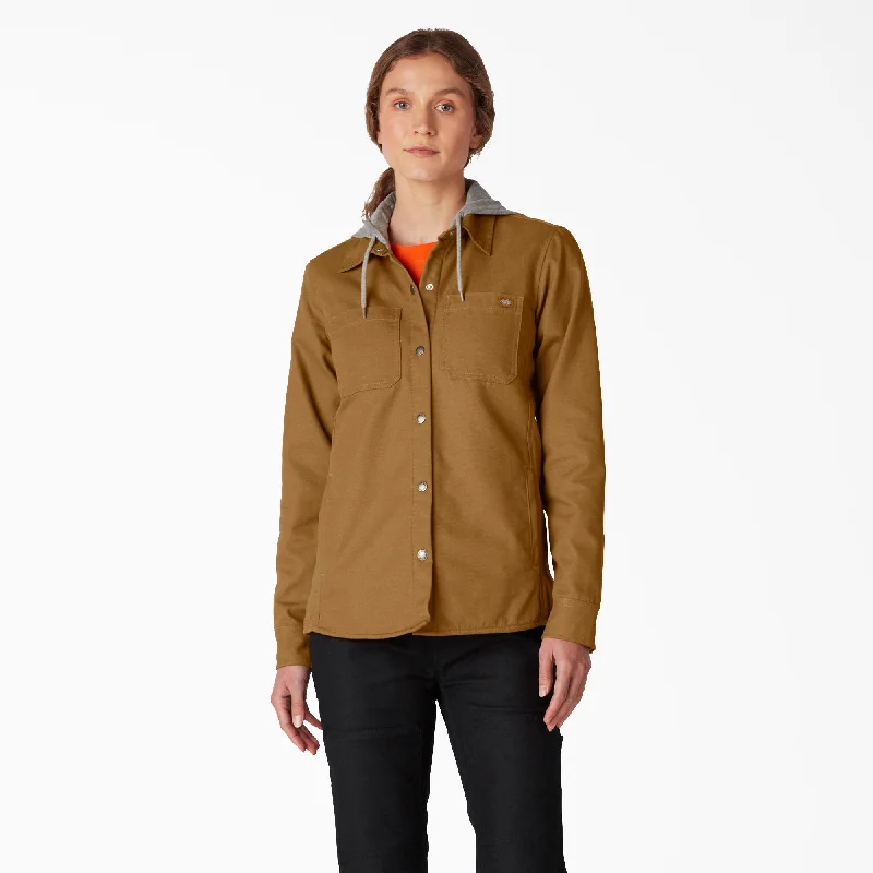 Bold fashion choices for the confident woman   Dickies Women's Hooded Snap-Up Duck Shirt Jacket