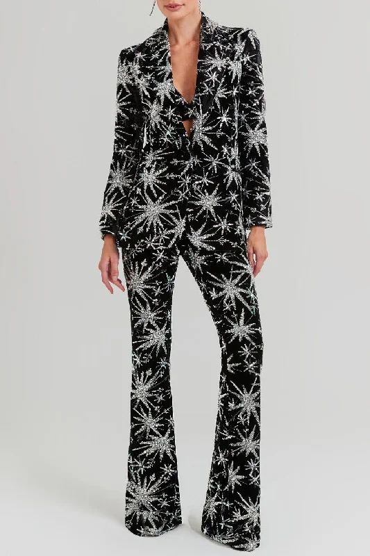 Sporty-chic women’s apparel for active lifestyles   Marigo Star Glitter Embroidered Blazer Two Piece Set