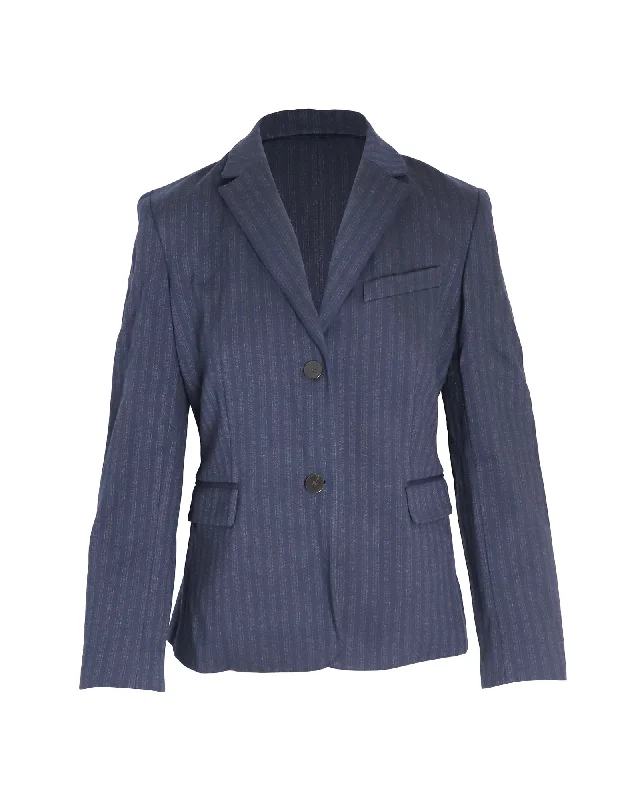 Summer-ready fashion for stylish women   Theory Stripe Blazer in Navy Blue Viscose