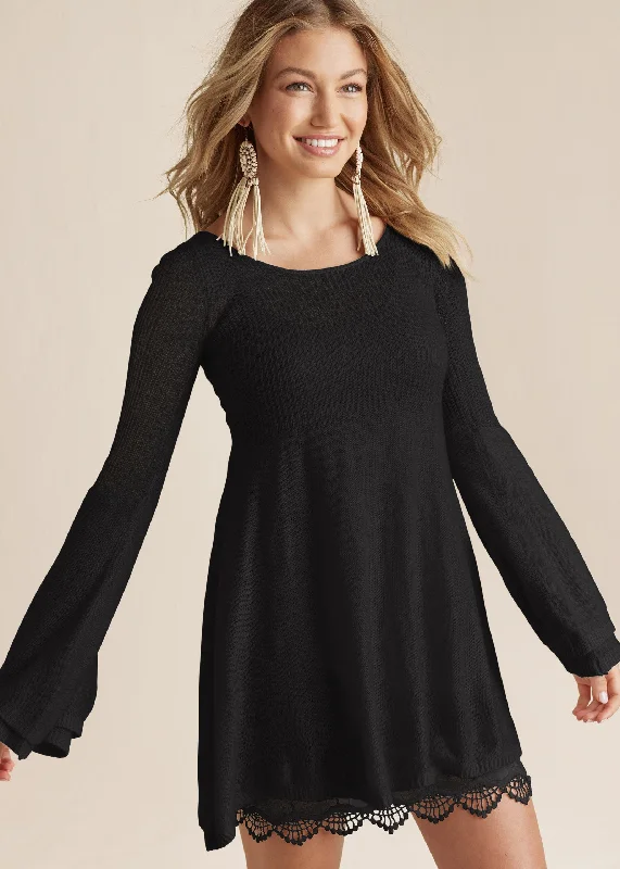 Boho Sweater Dress - Black