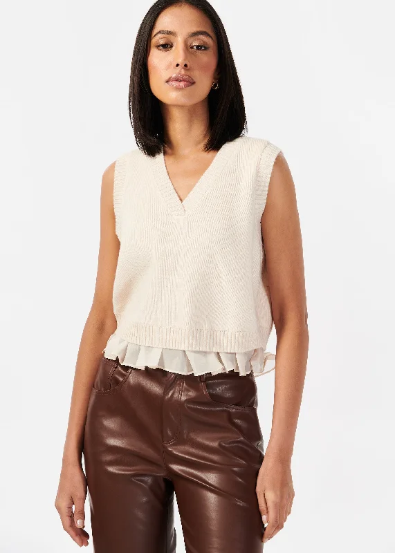 Irai Cropped Sweater Vest Oat