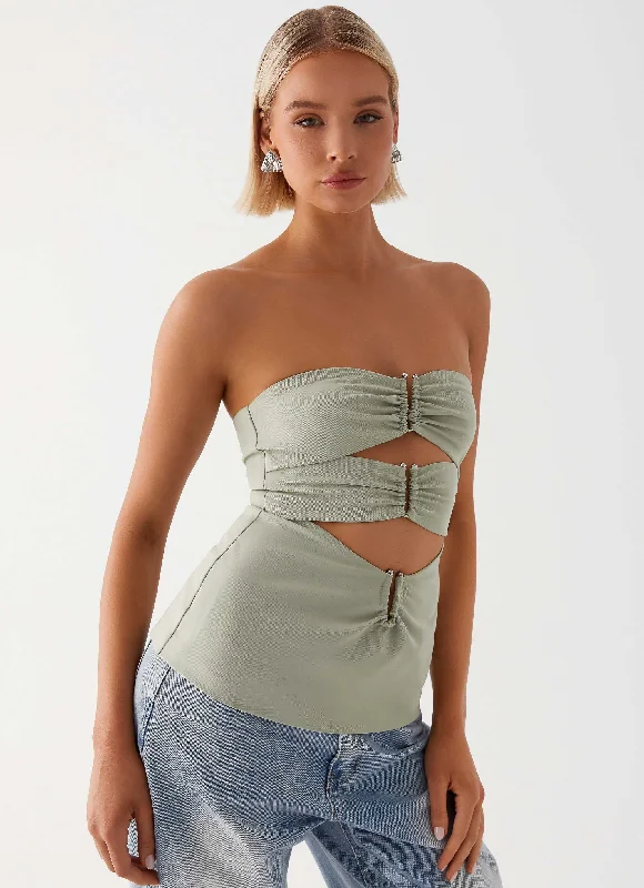 Micha Strapless Top - Khaki