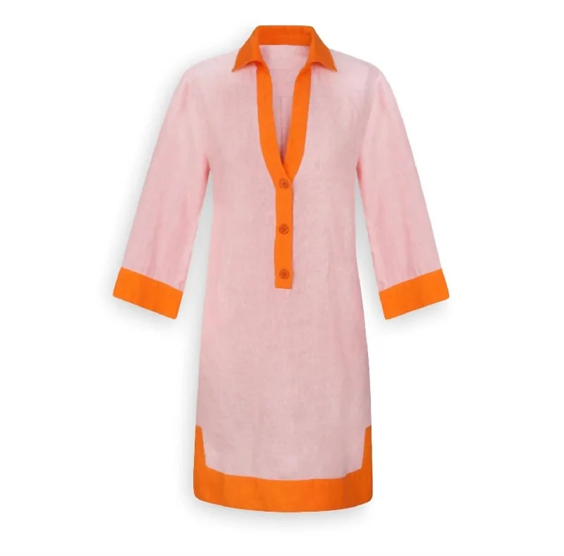 Trendy women’s clothing    Women's Fairfield Tunic Dress In Pink/orange