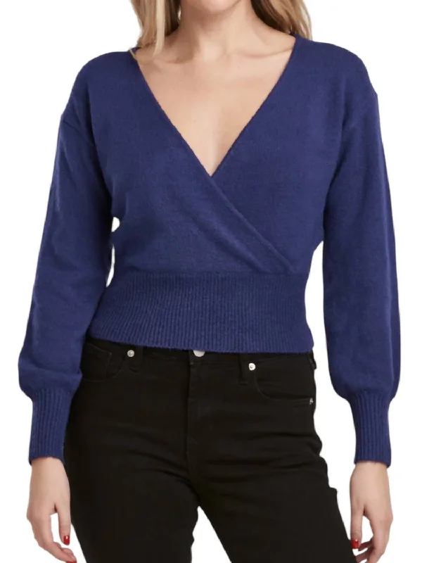 Express your style with fashionable women’s clothing   Cozy Carter Sweater In Berry Blue
