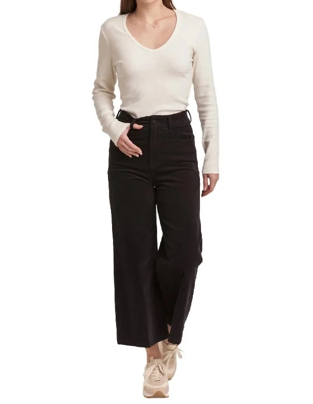 Elegant and comfortable women’s fashion wear   Aubrey Baby Cord Wide Leg Jean In Black