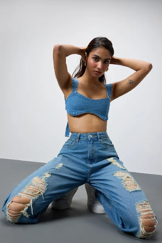 Sustainable fashion for stylish women   Mid Wash Ripped Jeans